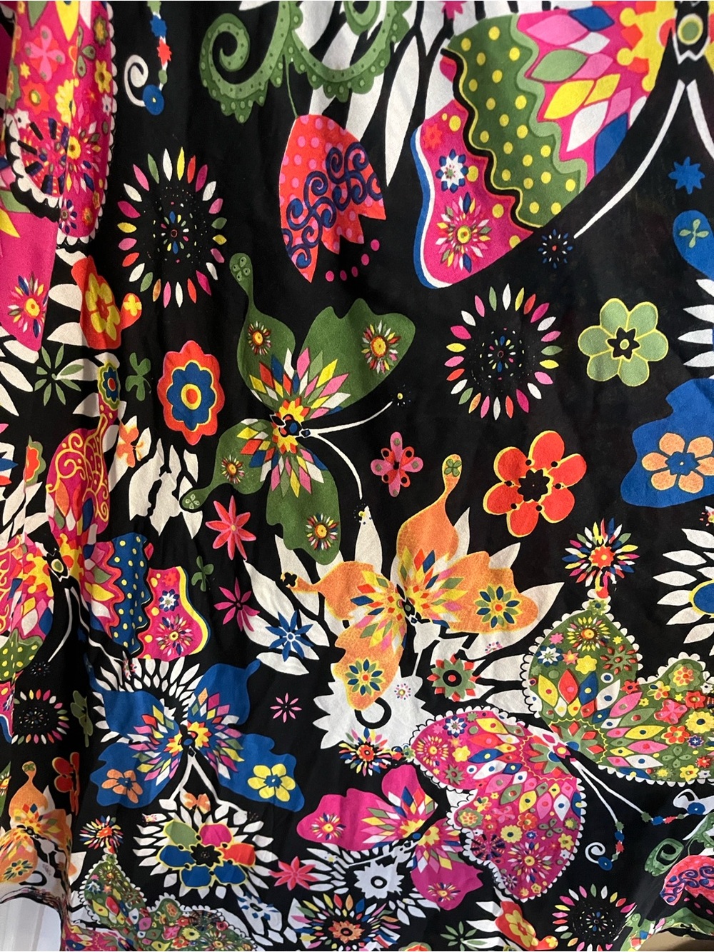 Wonen’s Plus size Black Butterfly Floral Multicolor Swing Dress - Picture 4 of 5